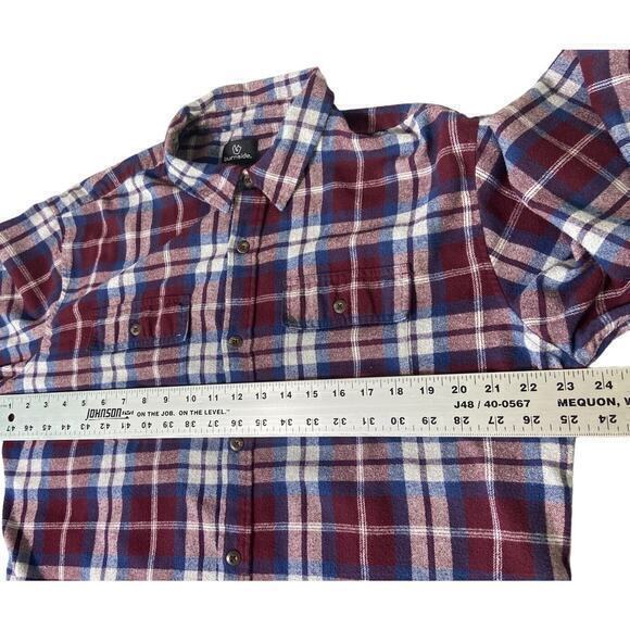 Burnside Men Size XL Maroon Plaid Flannel Button Down Shirt Long Sleeve Pockets - Picture 11 of 11